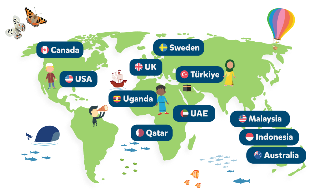 World map showing Safar Publications stockists